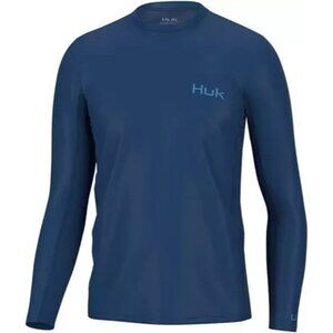 HUK Men's Icon X Long Sleeve Shirt Set Sail Fishing Outdoor Size Small Pull Over